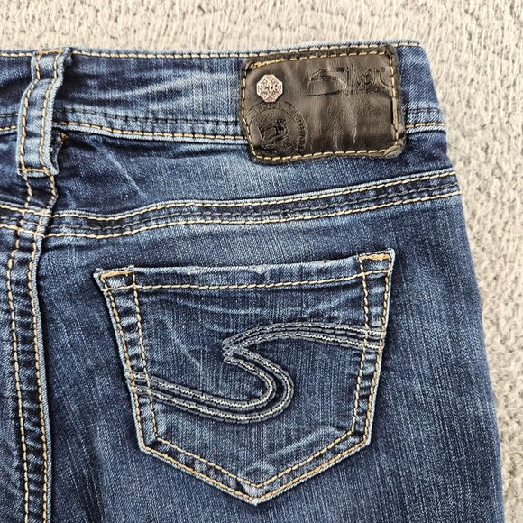 Silver Jeans Womens 26 (28x30) Blue Mod Rise Suki Super Skinny Embroidered - Picture 14 of 16